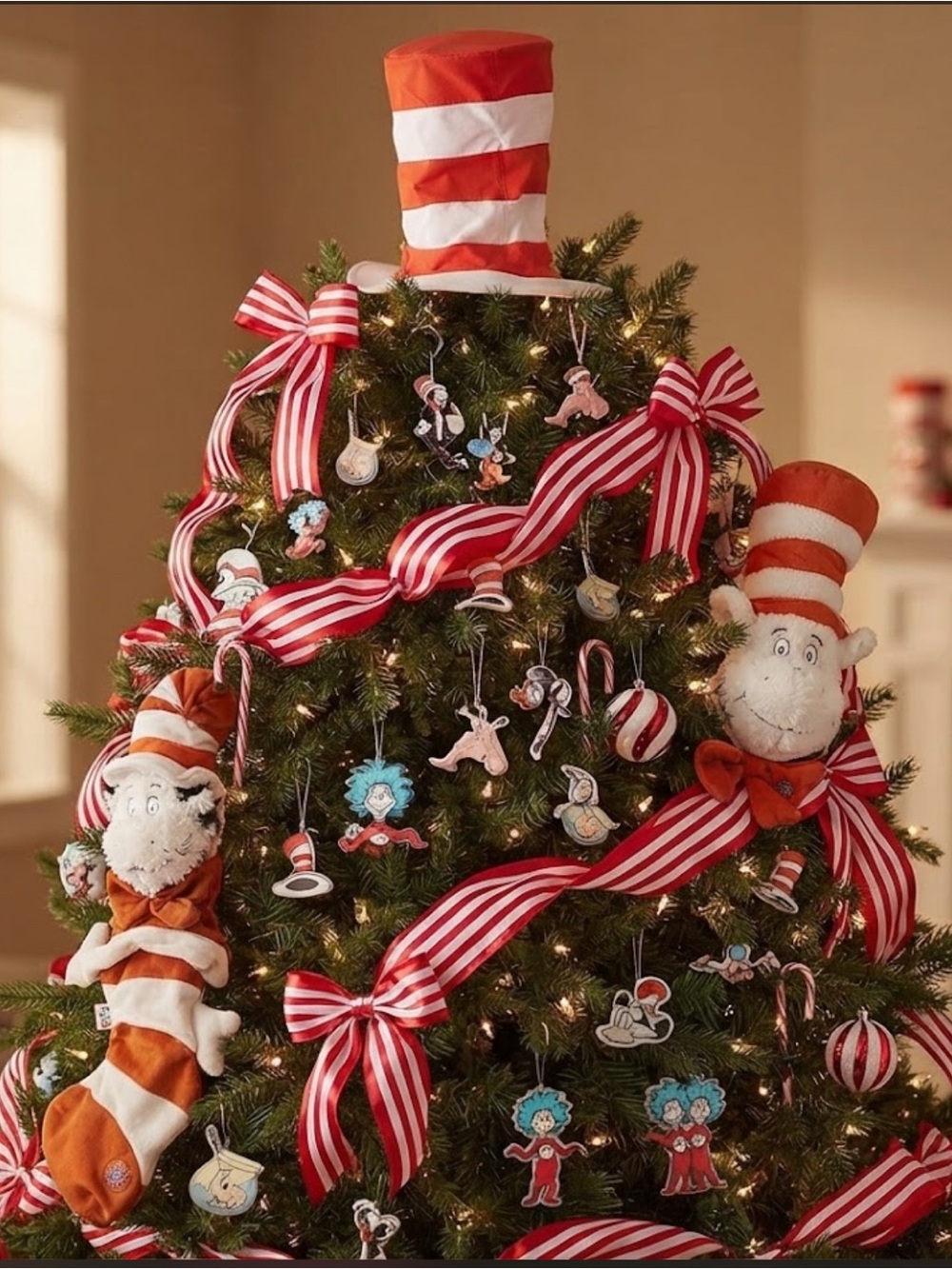 28 pieces Authentic Cat in the Hat vintage Christmas tree ornaments stocking
